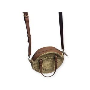 Talbots Leather Trim Woven Circle Bag